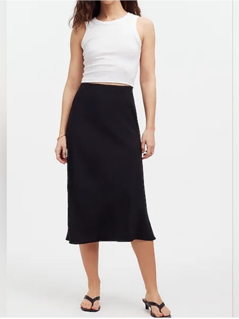 Madewell Womens Black The Layton Midi Slip Skirt Size 0
